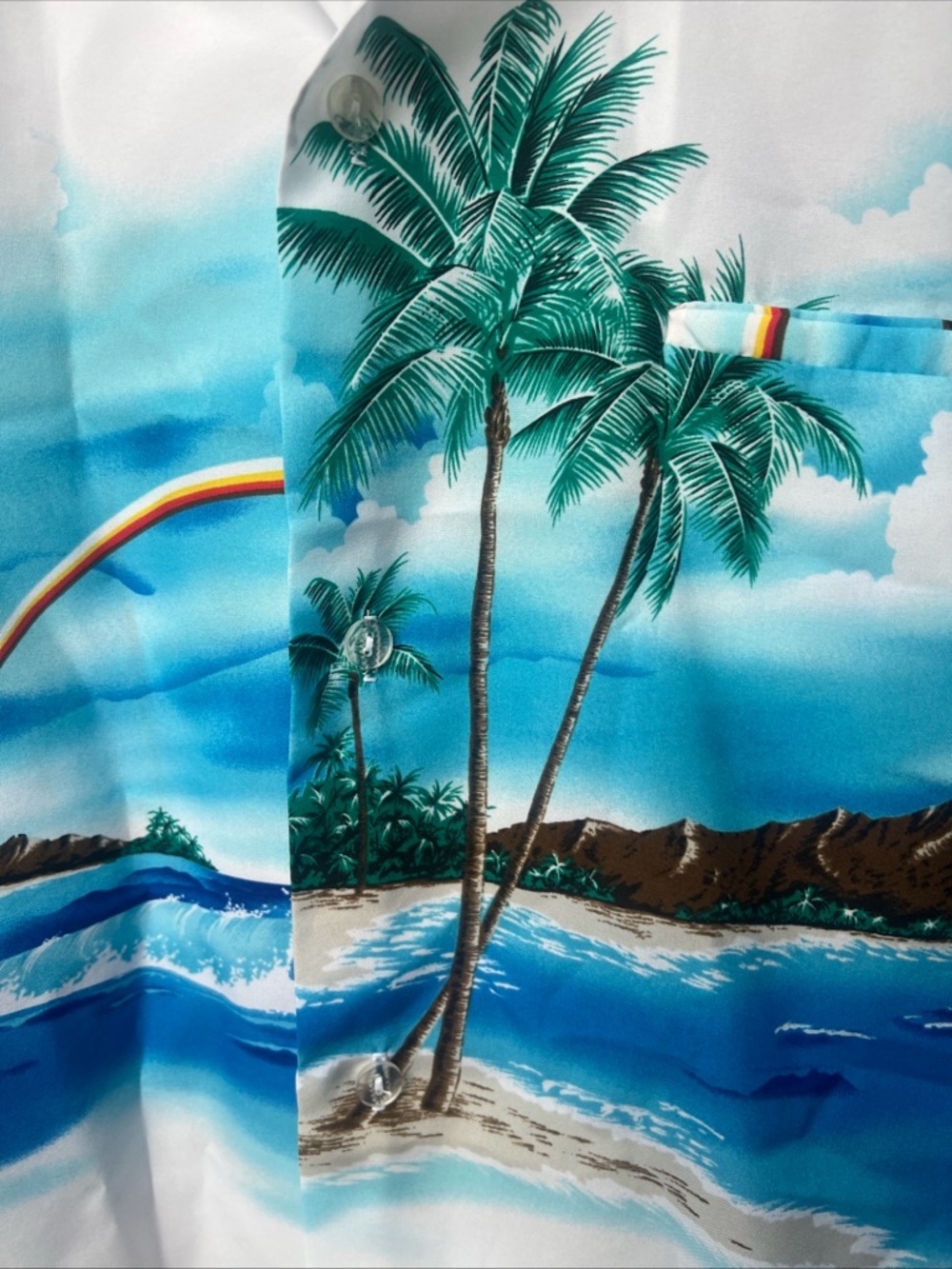 Men’s White & Blue Hawaiian Camp Shirt Large - Picture 3 of 3